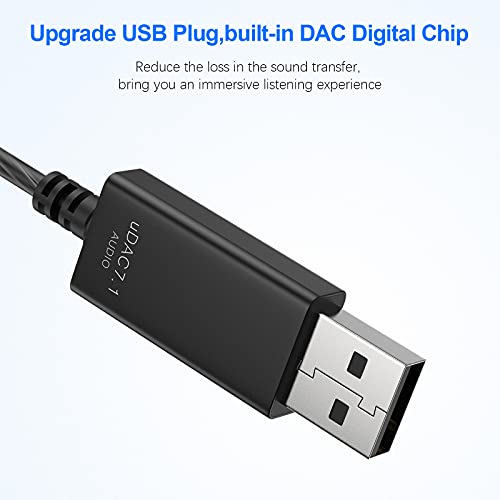 USB Kopfhörer für PC Headset mit Mikrofon USB PC Gaming Headset Semi In Ear HiFi Stereo Ohrhörer mit Kabel Noise Cancelling Lautstärkeregler für PS 4 für PS 5 Computer Laptop Desktop Mac Chromebook Bild 3