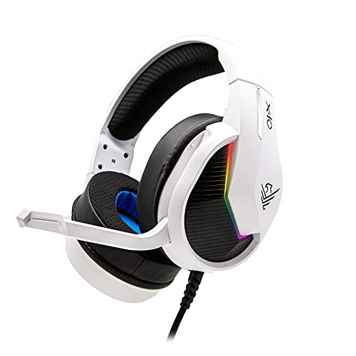 Phoenix Gaming-Headset PS5, einziehbares Mikrofon, Rauschunterdrückung, Schaumstoffpolster mit hoher Dichte, RGB-Beleuchtung, kompatibel mit PC, PS4, Xbox X, Xbox S, Nintendo, Laptop (weiß) Bild 1