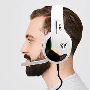 Phoenix Gaming-Headset PS5, einziehbares Mikrofon, Rauschunterdrückung, Schaumstoffpolster mit hoher Dichte, RGB-Beleuchtung, kompatibel mit PC, PS4, Xbox X, Xbox S, Nintendo, Laptop (weiß) Bild 4
