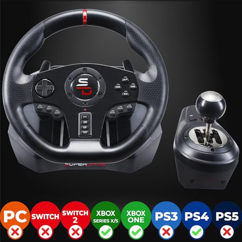 SUBSONIC Superdrive Gs850-X Racing Wheel mit manuellem Schalthebel, 3 Pedalen, Schaltpaddeln für Xbox Serie X/S, Ps4, Xbox One (programmierbar für alle Spiele) Bild 2