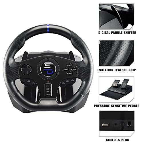 SUBSONIC Superdrive - Rennlenkrad SV750 Drive Pro Sport Lenkrâd mit Pedal, Shift und Vibration - Xbox Serie X/S, PS4, Xbox One, Switch, PC (programmierbar für alle Spiele) Bild 3