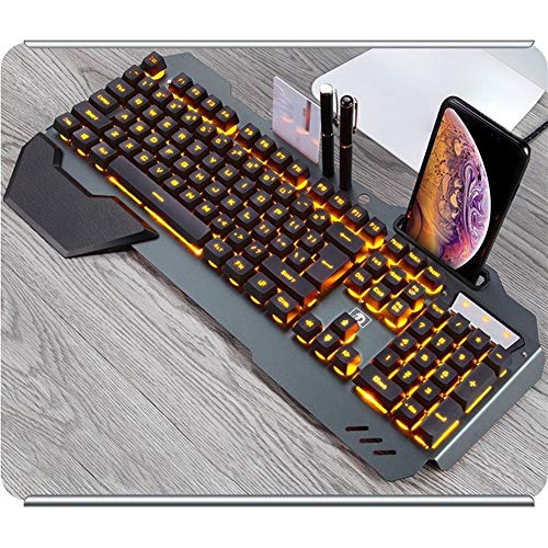 Mechanische Tastatur, mechanische Gaming-Tastatur, Gaming-Tastatur mit Hintergrundbeleuchtung, kabelgebunden, ergonomische Tastatur, Handyhalterung, Gamer-Tastatur für Tablet-Desktop (Farbe: Bild 2
