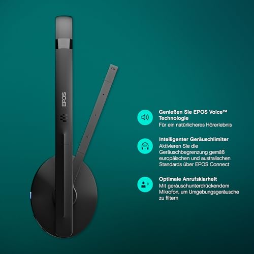 EPOS Adapt 231 Kopfhörer Kabellos Bluetooth I Bluetooth Kopfhörer mit Mikrofon I Von Microsoft Teams zertifiziertes und UC-optimiertes Headset Bluetooth Bild 4