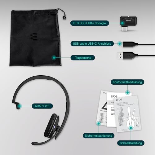 EPOS Adapt 231 Kopfhörer Kabellos Bluetooth I Bluetooth Kopfhörer mit Mikrofon I Von Microsoft Teams zertifiziertes und UC-optimiertes Headset Bluetooth Bild 6
