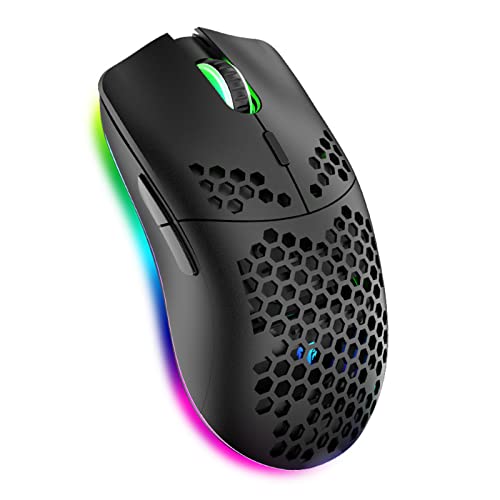 Kabellose Gaming-Maus mit Wabenhülle, 11 RGB-Chroma-Hintergrundbeleuchtung, 3400 DPI, 6 programmierte Tasten, USB-Empfänger, energiesparend, kabellose Maus für PC/Mac/Computer Bild 1