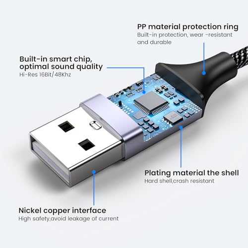 MOSWAG USB auf 3,5 mm Klinke Audio Adapter,Externe USB A Soundkarte auf 3,5 mm Aux Stereo Konverter Adapter,kompatibel mit Kopfhörer, PC, Laptop, Linux, Desktop, PS4 (Hinweis: Nicht für TV) Bild 3