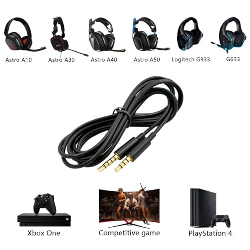 Ersatz A10 A40 Audio Aux Gaming-Kabel, kompatibel mit Astro A10 A10 A40 TR Gaming-Headsets, Talkback-Kabel, passend für Smartphone MixAmp und PC Gaming (keine Stummschaltung und Lautstärkeregler) Bild 3