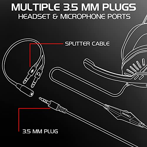ENHANCE GX-H5 Gaming-Headset mit drehbarem Mikrofon für PC, PS4, PS5, Xbox, Switch - Weich Einstellbarer Kopfbügel, Lautstärkeregler mit geflochtenem Kabel, mitgeliefertes Splitterkabel (Rot) Bild 4