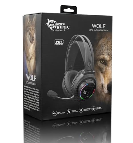 WOLF WITHE SHARK Gaming Headset mit Mikrofon LED USB Ø50mm für Windows-Mac-PS4 USB Kabel 2M Bild 2