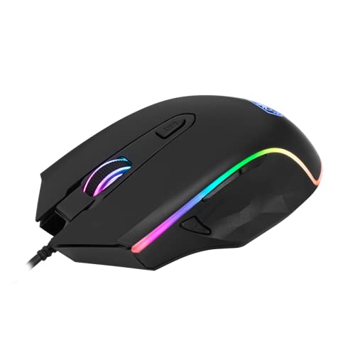 Sades Scythe Gaming-Maus mit Kabel, 4000 dpi, verstellbar, 11 RGB-Hintergrundbeleuchtung, 7 programmierbare Tasten, USB mit Sniper-Taste für Laptop, Gamer, PC, Schwarz Bild 2