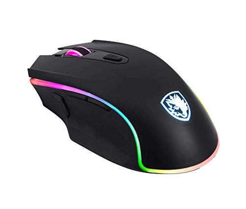 Sades Scythe Gaming-Maus mit Kabel, 4000 dpi, verstellbar, 11 RGB-Hintergrundbeleuchtung, 7 programmierbare Tasten, USB mit Sniper-Taste für Laptop, Gamer, PC, Schwarz Bild 3