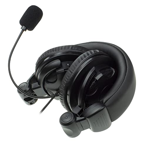 Ewent EW3564 Headset mit Stereo-Mikrofon,Stereo-Ohrhörer mit Mikrofon und Lautstärkeregler,Gaming-Headset mit kombinierter 3,5 mm Audiobuchse,für PC,Laptop,MacBook,Office,Skype,PS5,Xbox S - Schwarz Bild 2