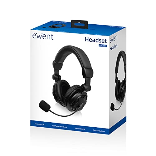 Ewent EW3564 Headset mit Stereo-Mikrofon,Stereo-Ohrhörer mit Mikrofon und Lautstärkeregler,Gaming-Headset mit kombinierter 3,5 mm Audiobuchse,für PC,Laptop,MacBook,Office,Skype,PS5,Xbox S - Schwarz Bild 5