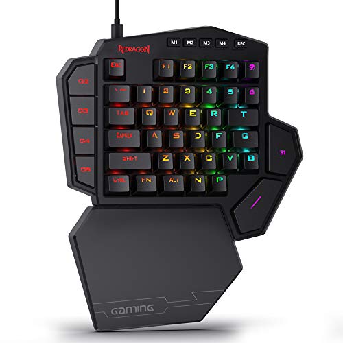 Redragon K585 DITI Einhand RGB Mechanische Gaming-Tastatur, Rote Schalter, Typ-C Professionelle Gaming-Tastatur mit 7 Integrierten Makrotasten, Abnehmbare Handgelenkstütze, 42 Tasten Bild 1