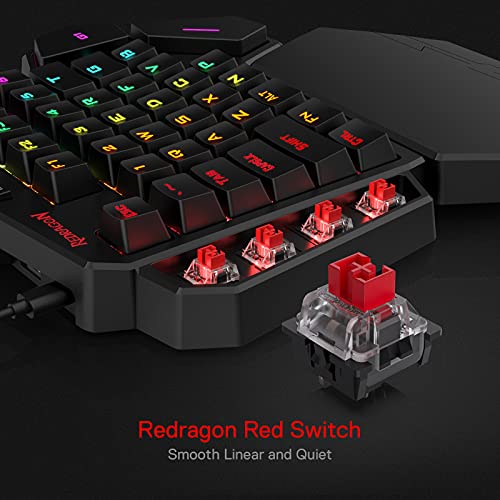 Redragon K585 DITI Einhand RGB Mechanische Gaming-Tastatur, Rote Schalter, Typ-C Professionelle Gaming-Tastatur mit 7 Integrierten Makrotasten, Abnehmbare Handgelenkstütze, 42 Tasten Bild 4