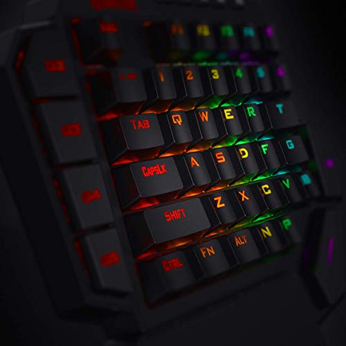 Redragon K585 DITI Einhand RGB Mechanische Gaming-Tastatur, Rote Schalter, Typ-C Professionelle Gaming-Tastatur mit 7 Integrierten Makrotasten, Abnehmbare Handgelenkstütze, 42 Tasten Bild 6