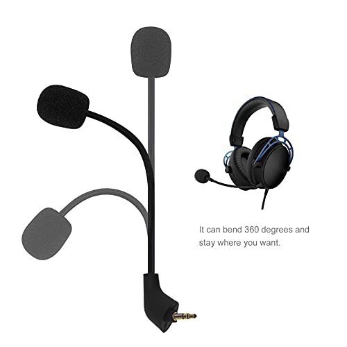 EMSea 3,5-mm-Ersatzmikrofon 16 cm Reduziert Geräusche Abnehmbar Kompatibel mit Kingston Hyper X Cloud II Cloud X Cloud Pro Silber Gaming-Headset Schwarz Bild 3
