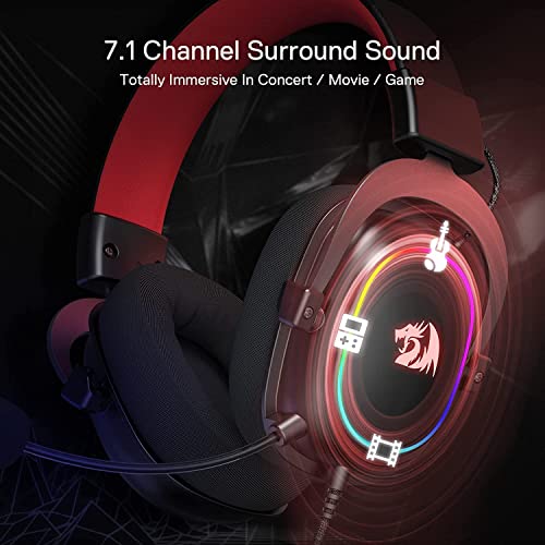 Redragon H510 Zeus Gaming-Headset mit Kabel - 7.1 Surround-Sound - Bezug aus atmungsaktivem Stoff - 53MM-Treiber - Abnehmbares Mikrofon - Immersionskopfhörer für PC/PS4/Xbox One/NS (Schwarz-RGB) Bild 3
