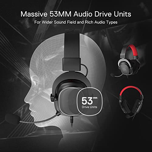 Redragon H510 Zeus Gaming-Headset mit Kabel - 7.1 Surround-Sound - Bezug aus atmungsaktivem Stoff - 53MM-Treiber - Abnehmbares Mikrofon - Immersionskopfhörer für PC/PS4/Xbox One/NS (Schwarz-RGB) Bild 6