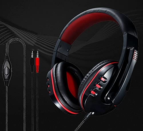 Gaming-Headset, Headset mit Stereo-Surround-Sound, singendes Headset, Gamer, Stereo, kabelgebunden, On-Ear-Geräuschunterdrückung, Headset mit Mikrofon (Farbe: Rot) Bild 5