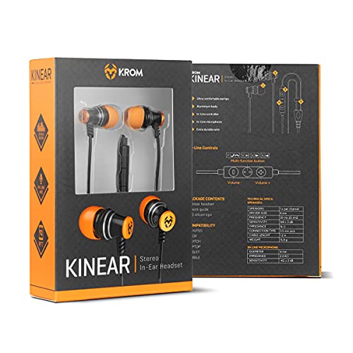 KROM KINEAR - In-Ear Gaming Headset, Stereo Sound, aus Aluminium, Push to Talk System und integriertes Mikrofon, PC, PS4, PS5, Nintendo Switch, Smartphones, Tische, Schwarz Bild 4