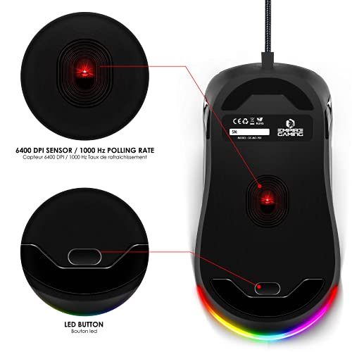 EMPIRE GAMING - X-Blades Gamer-Maus kabelgebunden - beidhändig - LED-RGB-hintergrundbeleuchtet - ergonomisch - 6400 DPI 1000 Hz – 7 programmierbare Tasten - einschließlich Software Bild 6