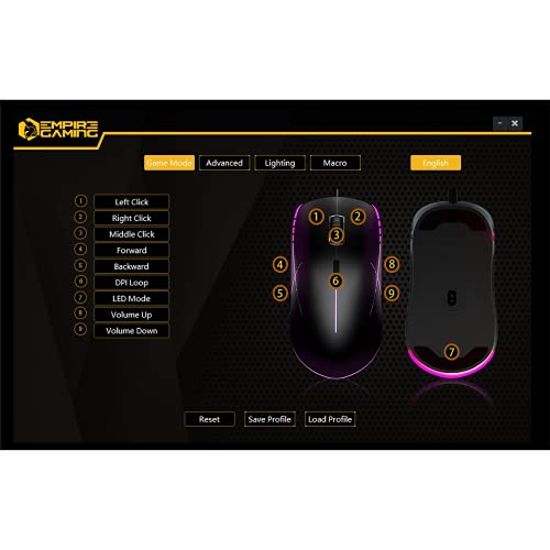 EMPIRE GAMING - X-Blades Gamer-Maus kabelgebunden - beidhändig - LED-RGB-hintergrundbeleuchtet - ergonomisch - 6400 DPI 1000 Hz – 7 programmierbare Tasten - einschließlich Software Bild 7