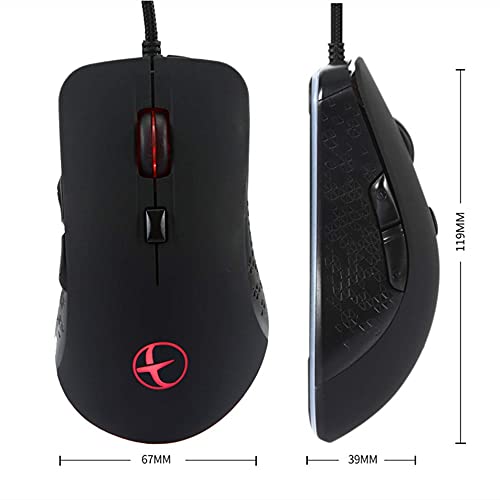 Mit beheizter Maus, kabelgebundene Gaming-Maus, ergonomisches Design, 6 programmierbare Tasten, 2400 Dpi, geeignet für Windows-Computerspiele, Schwarz Bild 5