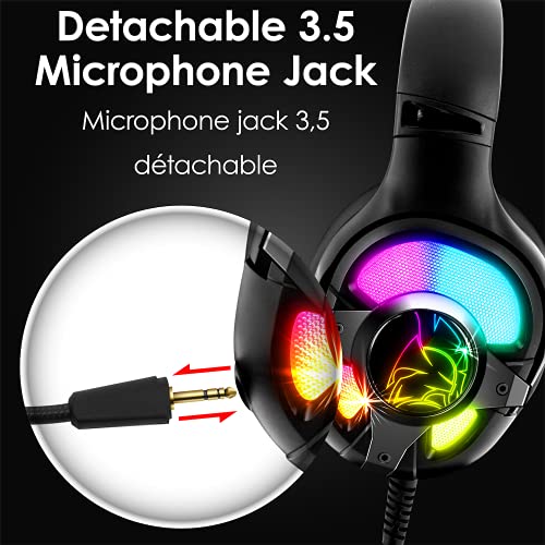 EMPIRE GAMING – WarCry G-W10 RGB-Gaming-Headset - 7.1 Virtual Surround Sound einschließlich Software geräuschlos -PS4, PS5, Xbox One/Series, PC, MAC - Fernbedienung – Abnehmbares Mikrofon Bild 4