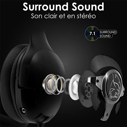 EMPIRE GAMING – WarCry G-W10 RGB-Gaming-Headset - 7.1 Virtual Surround Sound einschließlich Software geräuschlos -PS4, PS5, Xbox One/Series, PC, MAC - Fernbedienung – Abnehmbares Mikrofon Bild 5