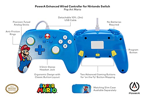 Verbesserter kabelgebundener Controller PowerA für Nintendo Switch - Mario Pop Art Bild 2