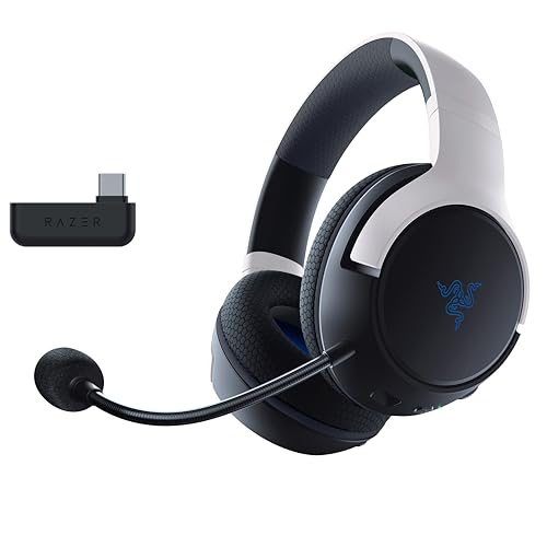 Razer Kaira für PlayStation - Kabelloses Dual-Headset für PS5 (Triforce Titanium 50-mm-Treiber, HyperClear Mikrofon mit Nierencharakteristik, SmartSwitch, FlowKnit Memory Foam) Schwarz-Weiß Bild 1