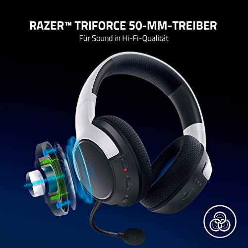 Razer Kaira für PlayStation - Kabelloses Dual-Headset für PS5 (Triforce Titanium 50-mm-Treiber, HyperClear Mikrofon mit Nierencharakteristik, SmartSwitch, FlowKnit Memory Foam) Schwarz-Weiß Bild 2