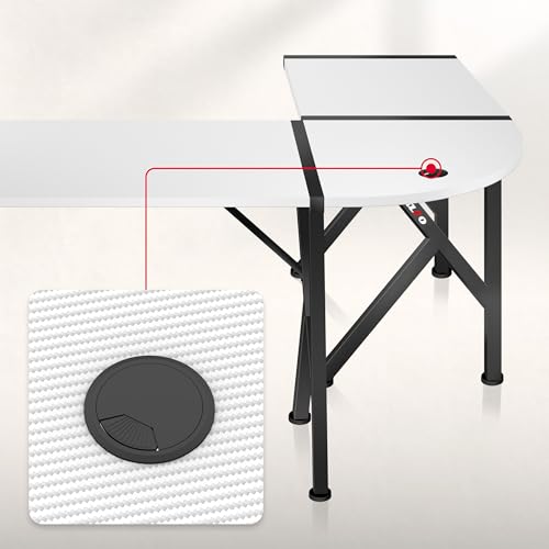 huzaro Hero 6.3 Gaming Schreibtisch L Form - Eckschreibtisch für PC Setups - Carbon Oberfläche - Kabeldurchlass - Getränkehalter - Headset Halter - beidseitig montierbar - stabil - 154 x 117 - Weiß Bild 5