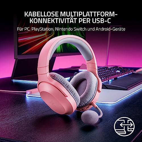 Razer Barracuda X - Kabelloses Multiplattform-Gaming- und Mobil-Headset (Kabellose USB-C-Multiplattform-Konnektivität, 250 g Ergonomisches Design, 40-mm-Treiber, 20 Stunden Akkulaufzeit) Quartz Pink Bild 3