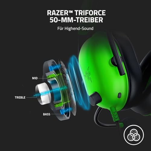 Razer BlackShark V2 X - Multi-Plattform kabelgebundenes Esports-Headset (Triforce 50mm Treiber, Erweiterte Passive Geräuschunterdrückung, 7.1 Surround Sound, Hyperclear Cardioid Mic) Grün Bild 3