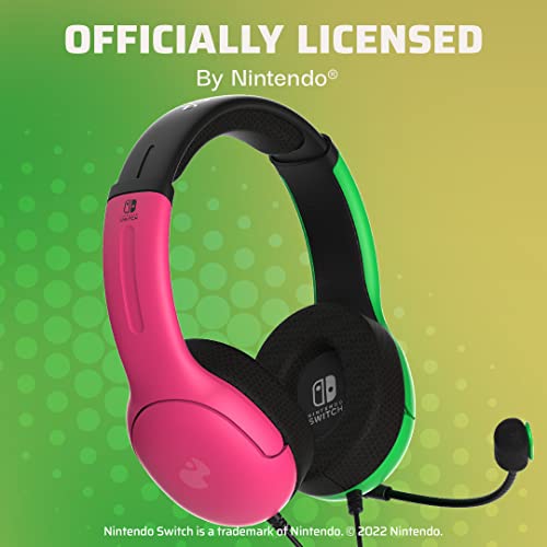 PDP Gaming LVL40 Stereo Kopfhörer mit Mic für Nintendo Switch - PC, iPad, Mac, Laptop Compatible - Noise Cancelling Microphone, Lightweight, Soft Komfort On Ear Kopfhörer, 3.5 mm Jack - Pink & Grün Bild 5