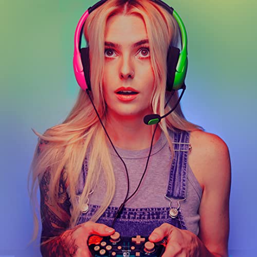 PDP Gaming LVL40 Stereo Kopfhörer mit Mic für Nintendo Switch - PC, iPad, Mac, Laptop Compatible - Noise Cancelling Microphone, Lightweight, Soft Komfort On Ear Kopfhörer, 3.5 mm Jack - Pink & Grün Bild 6