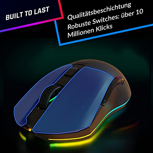 KLIM Blaze Pro Wiederaufladbare kabellose Maus - NEU - Gaming Maus mit RGB und Ladestation - Hochpräziser Sensor und langlebiger Akku - Bis zu 6000 DPI - Kabel- und Wireless Mouse für PC Bild 6