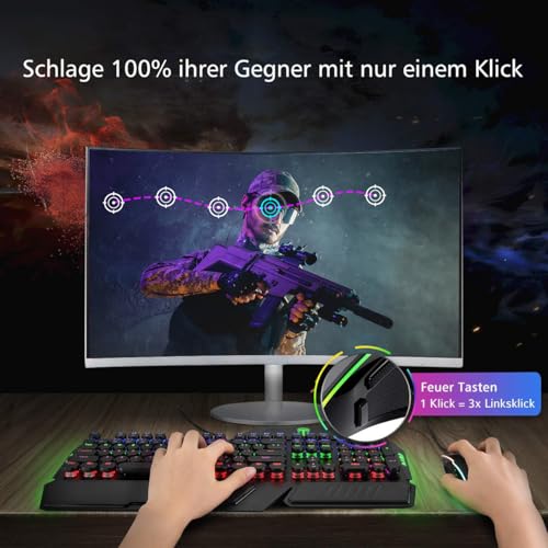 RGB Gaming Maus,Gamer Maus mit 8 Programmierbare Tasten 7200DPI/RGB-Beleuchtung/Anpassbare Spielprofile,USB-Wired mit ergonomisches Design für MMO, MOBA oder FPS Games für PC/Mac Bild 7