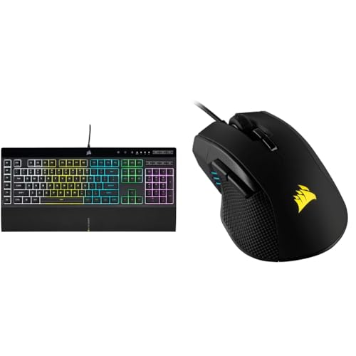Corsair K55 RGB PRO Kabelgebundene Membran-Gaming-Tastatur (Dynamische Hintergrundbeleuchtung) QWERTZ, Schwarz & Ironclaw RGB Optisch FPS/MOBA Gaming Maus (18.000DPI Optischer Sensor) Schwarz Bild 1