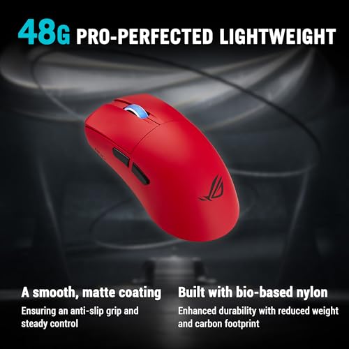 ASUS ROG Harpe II Ace Lava Red Wireless Gaming Maus (48 Gramm, semisymmetrische Esport Mouse, ROG AimPoint Pro 42.000 DPI, ROG Optical Micro Switches, 8.000Hz SpeedNova 8K Wireless-Technologie, Rot) Bild 3