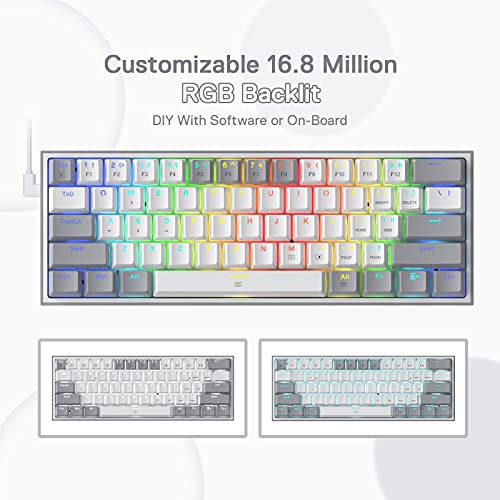Redragon K617 60% QWERTY RGB-Gaming-Tastatur, 61 Tasten Kompakte Mechanische Tastatur Bild 6
