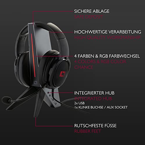 Lioncast® RGB Gaming Headset Halterung - Stilvoller Headset Ständer mit RGB Beleuchtung - Robuster Kopfhörer Ständer für Gaming Zubehör - Praktische Headsethalterung für PC Gamer Bild 2