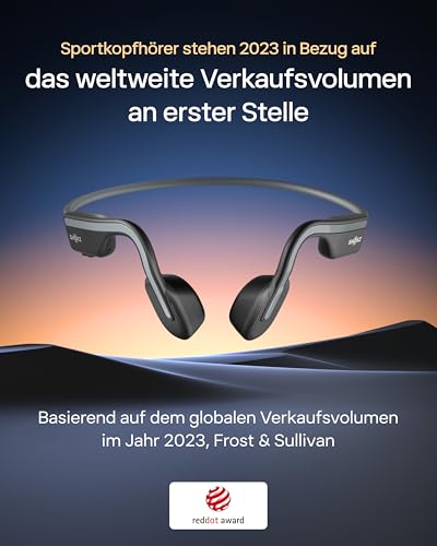 SHOKZ OpenMove Knochenleitungs-Kopfhörer, Open-Ear Wireless Bluetooth 5.1 Kopfhörer mit klarem Sound, 6 Stunden Akkulaufzeit, leicht 29g, schweißfest IP55, Umgebung hören, für Lauf-Workouts, Grau Bild 2