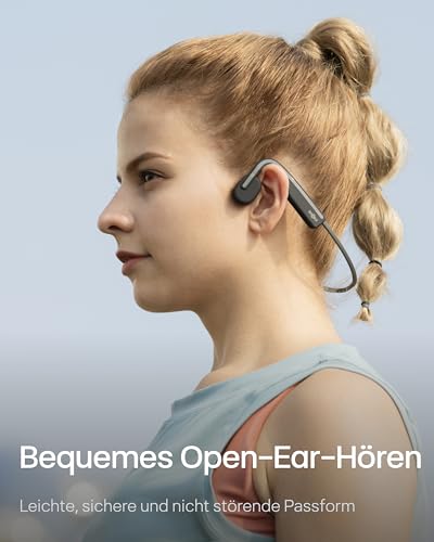 SHOKZ OpenMove Knochenleitungs-Kopfhörer, Open-Ear Wireless Bluetooth 5.1 Kopfhörer mit klarem Sound, 6 Stunden Akkulaufzeit, leicht 29g, schweißfest IP55, Umgebung hören, für Lauf-Workouts, Grau Bild 3
