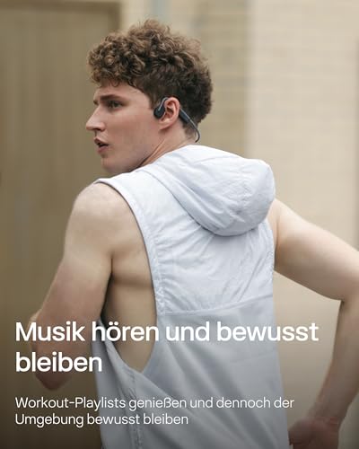 SHOKZ OpenMove Knochenleitungs-Kopfhörer, Open-Ear Wireless Bluetooth 5.1 Kopfhörer mit klarem Sound, 6 Stunden Akkulaufzeit, leicht 29g, schweißfest IP55, Umgebung hören, für Lauf-Workouts, Grau Bild 5