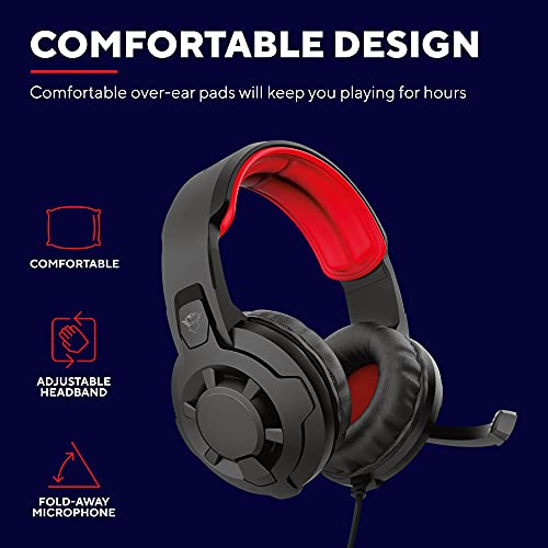 Trust Gaming GXT 411 Radius Gaming-Headset für PC, PS5, PS4, Xbox, Nintendo Switch, Mobile, Over Ear, 3.5mm Klinke, Lautstärkeregler, Einstellbaren Mikrofon - Schwarz Bild 2