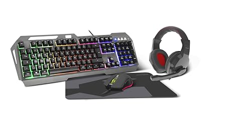 Speedlink LUNERA 4in1 Illuminated RGB Gaming Set – vierteiliges PC Tastatur und Maus Set mit Kabel, Headset und Mauspad, LED Gamer Beleuchtung, QWERTZ Layout Deutsch, schwarz Bild 1