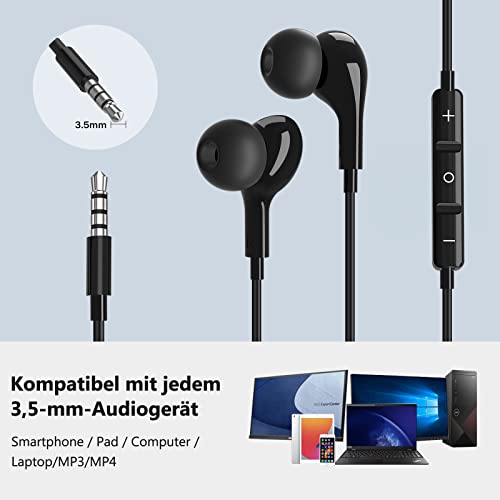 Kopfhörer mit Kabel 3,5mm Klinke In-Ear Kopfhörer für Samsung High Definition Headset mit Mikrofon, Hi-Fi-Stereo Ohrhörer mit Lautstärkeregler für Samsung, iPad, Xiaomi, MP3, Huawei Bild 6